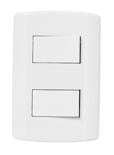 Interruptor 2 Teclas Simples Modular Branco com Placa