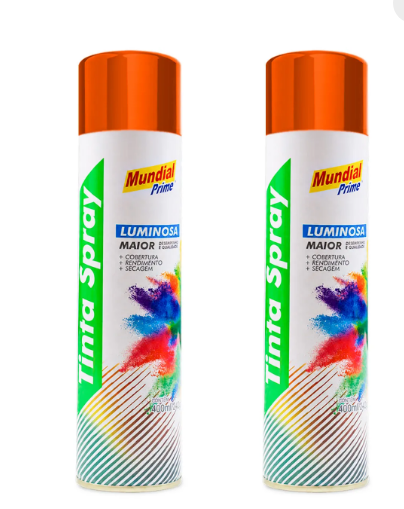 Tinta spray Mundial Prime luminosa laranja 400 ml