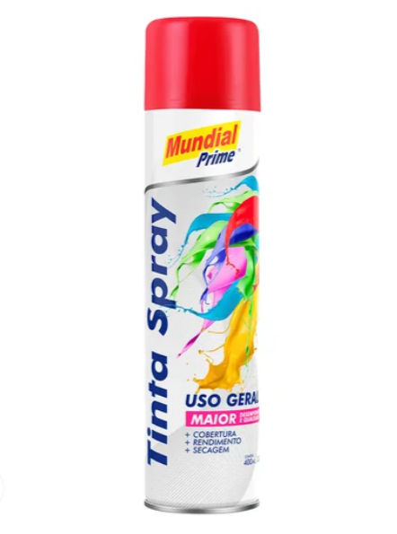 Tinta spray Mundial Prime uso geral vermelha 400 ml
