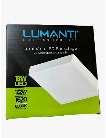 Luminária LED sobrepor quadrada 18W 6500K