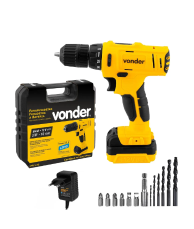Furadeira Parafusadeira A Bateria Vonder PFV120 12V Bivolt